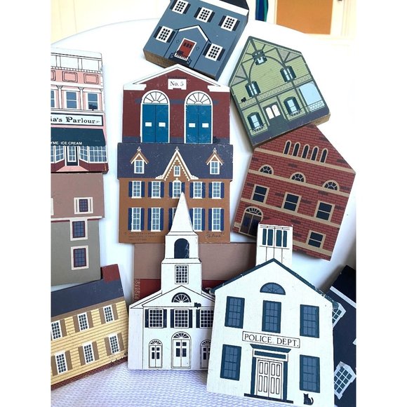The Cat's Meow Wooden Buildings Shelf Sitters Series 1986 vintage 12 pc signed 9 - Picture 1 of 11